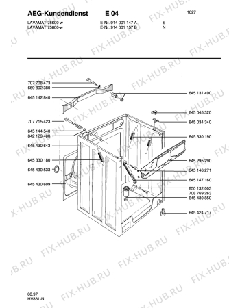 Взрыв-схема стиральной машины Aeg LAV75600-W N - Схема узла Housing 001